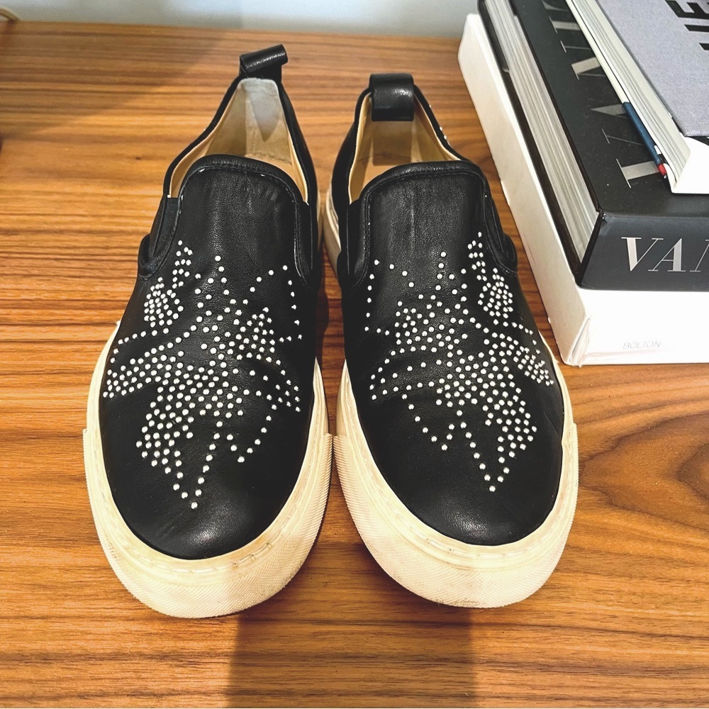 Chloe black studded leather slip on sneakers 35 5